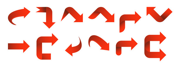 set red arrow 3d icons pointing up down left right vector image