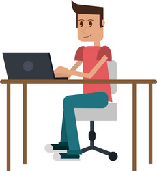 Student with computer vector