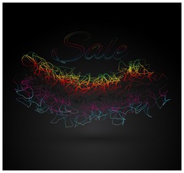 abstract filament colour on black 3d line vector image