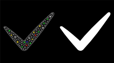 glowing mesh wire frame valid icon with flash vector image