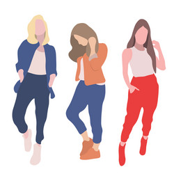 group fashionable women female figures in flat vector