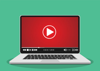 modern notebook with video player on screen vector image
