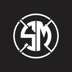 sm logo monogram with four part circle slash vector image