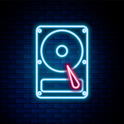 Glowing neon line hard disk drive hdd icon vector