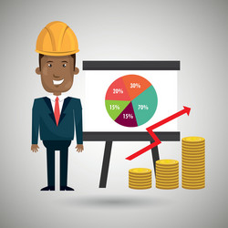 Man and statistics isolated icon design vector