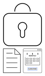 secure subscription concept with lock document vector image