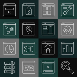 set line magnifying glass with check mark graph vector image