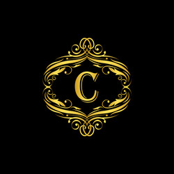 C letter golden flower ornament logo monogram vector