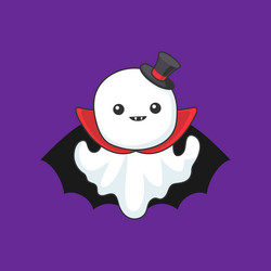 cartoon kawaii halloween ghost in vampire costume vector