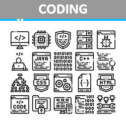 coding system thin line icons set vector image