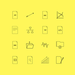 files and folders linear icon set simple outline vector image