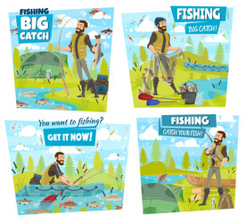 fishing adventure fisher catch lake or river fish Vector Image