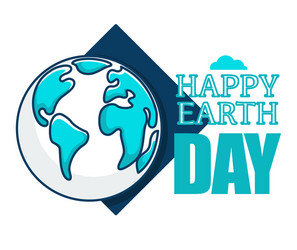 happy earth day isolated icon planet ecology vector