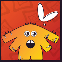 monster with heart on abstract color background vector image