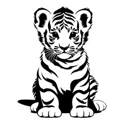 tiger cub silhouette of simple minimal Vector Image