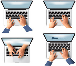 business hand on notebook computer keyboard vector image