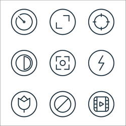 camera line icons linear set quality vector image