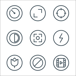 Camera line icons linear set quality vector