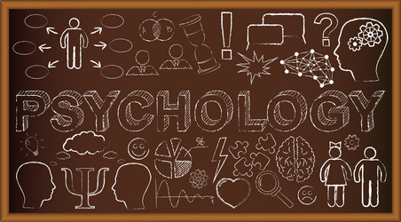 Chalk board doodle with symbols on psychology vector