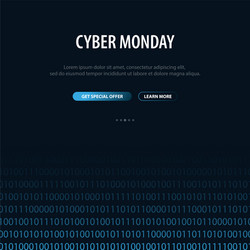 Cyber monday sale banner with binary code vector