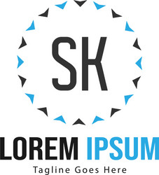 Initial sk logo template with modern frame Vector Image
