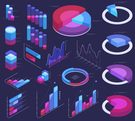 isometric data analysis 3d graphic chart vector image