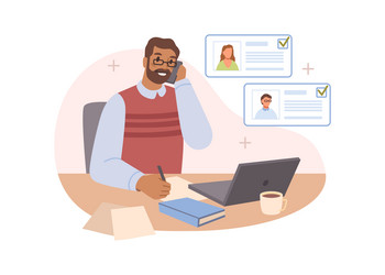 job interview conversation hr manager computers vector image