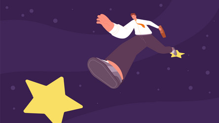 Man jump from star to new business people vector