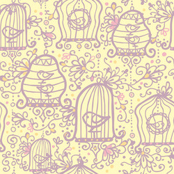 doodle birdcages seamless pattern background vector