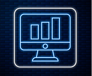 glowing neon line computer monitor with graph vector image