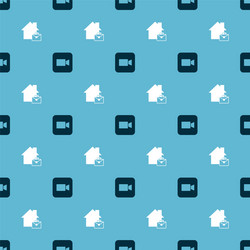 set camera and online working on seamless pattern vector image