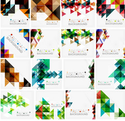 set of triangle geometric abstract backgrounds vector