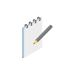 sketchbook with pencil icon isometric 3d style vector image