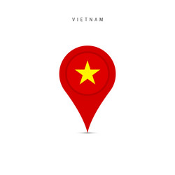 Teardrop map marker with flag of vietnam flat vector