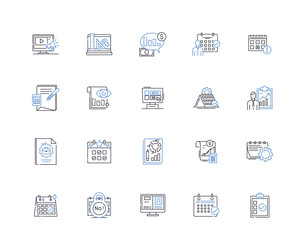 almanac - handbook line icons collection vector