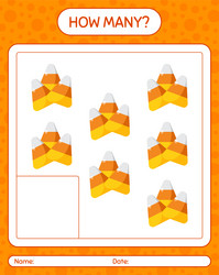 how many counting game with candy corn worksheet vector image