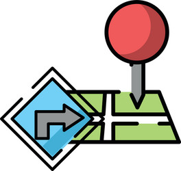 paper map guide with traffic signal icon vector image