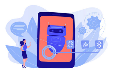 chatbot virtual assistant via messaging concept vector image