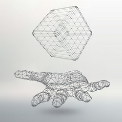 cube of lines and dots on the arm hand vector image