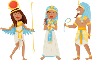 egyptian pharaoh and deities wearing antique Vector Image