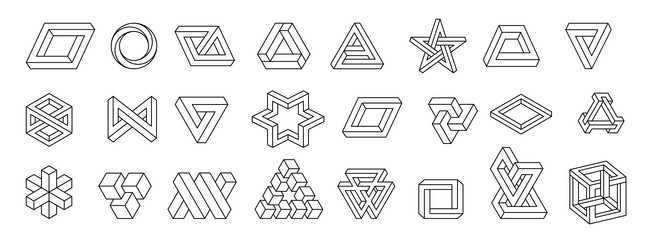 impossible shapes optical illusion objects set vector image