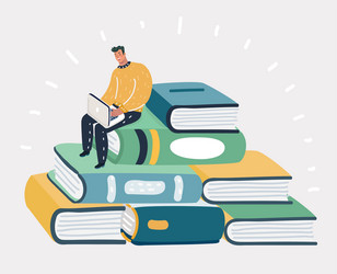 Man Reading on Books Stack vector image