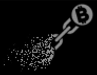 Bright moving pixel halftone bitcoin blockchain vector