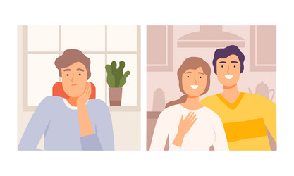 People talking by laptop webcam videoconference vector