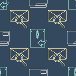 set line document folder envelope with magnifying vector image