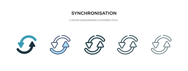 synchronisation icon in different style two vector image