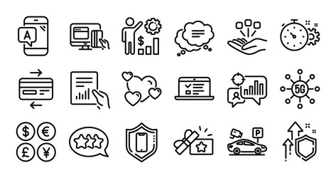 web lectures heart and credit card line icons set vector