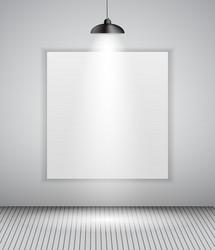 Background with lighting lamp and frame empty vector