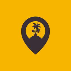 Beach place coconut trees pin map location simple vector