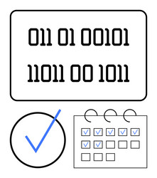 binary code with checklist and calendar vector image